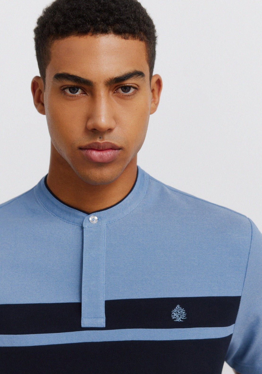 Colour Block Pique Slim Fit Polo Shirt - Blue