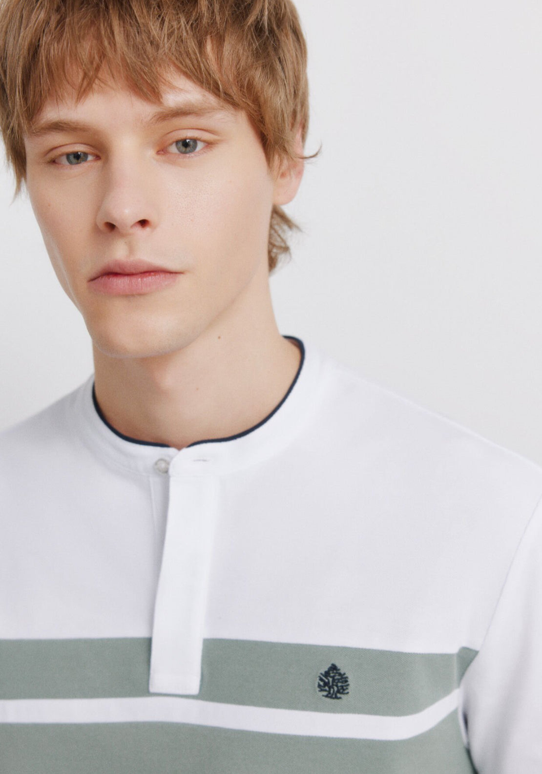 Colour Block Pique Slim Fit Polo Shirt - Green