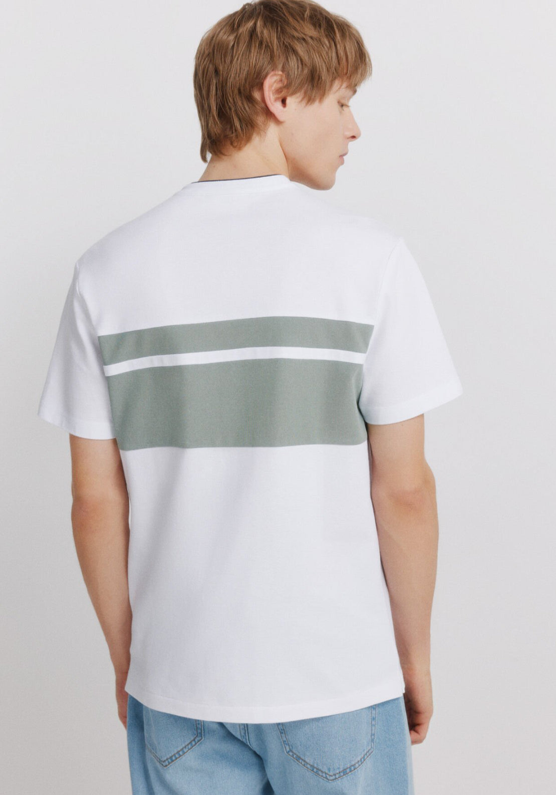 Colour Block Pique Slim Fit Polo Shirt - Green