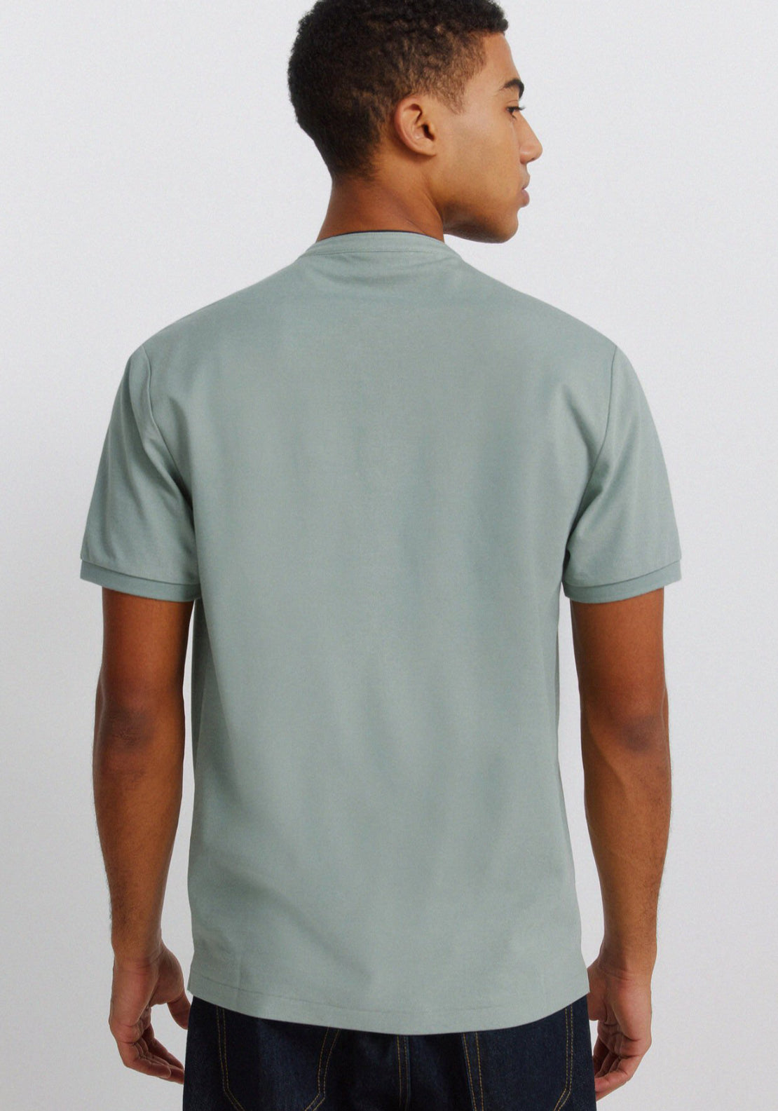 Pique Henley Slim Fit Polo Shirt - Green