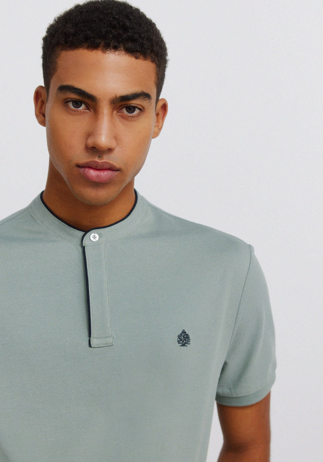 Pique Henley Slim Fit Polo Shirt - Green