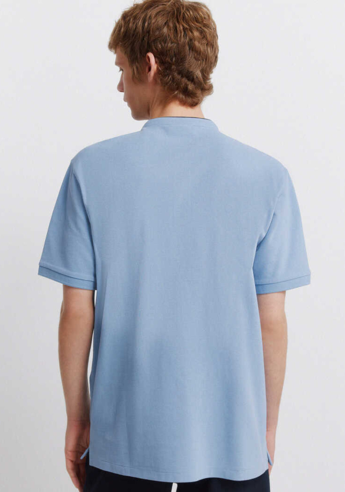 Pique Henley Polo Shirt - Blue
