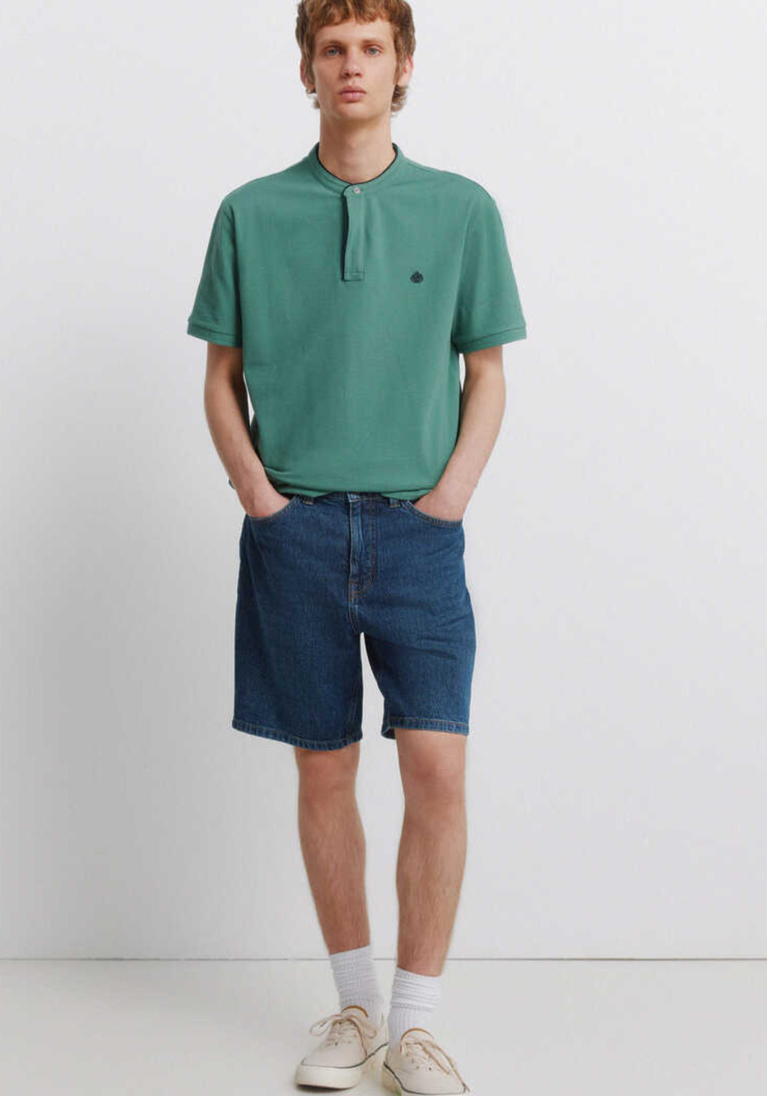 Springfield Pique Henley Polo Shirt - Green 4 Shaws Department Stores