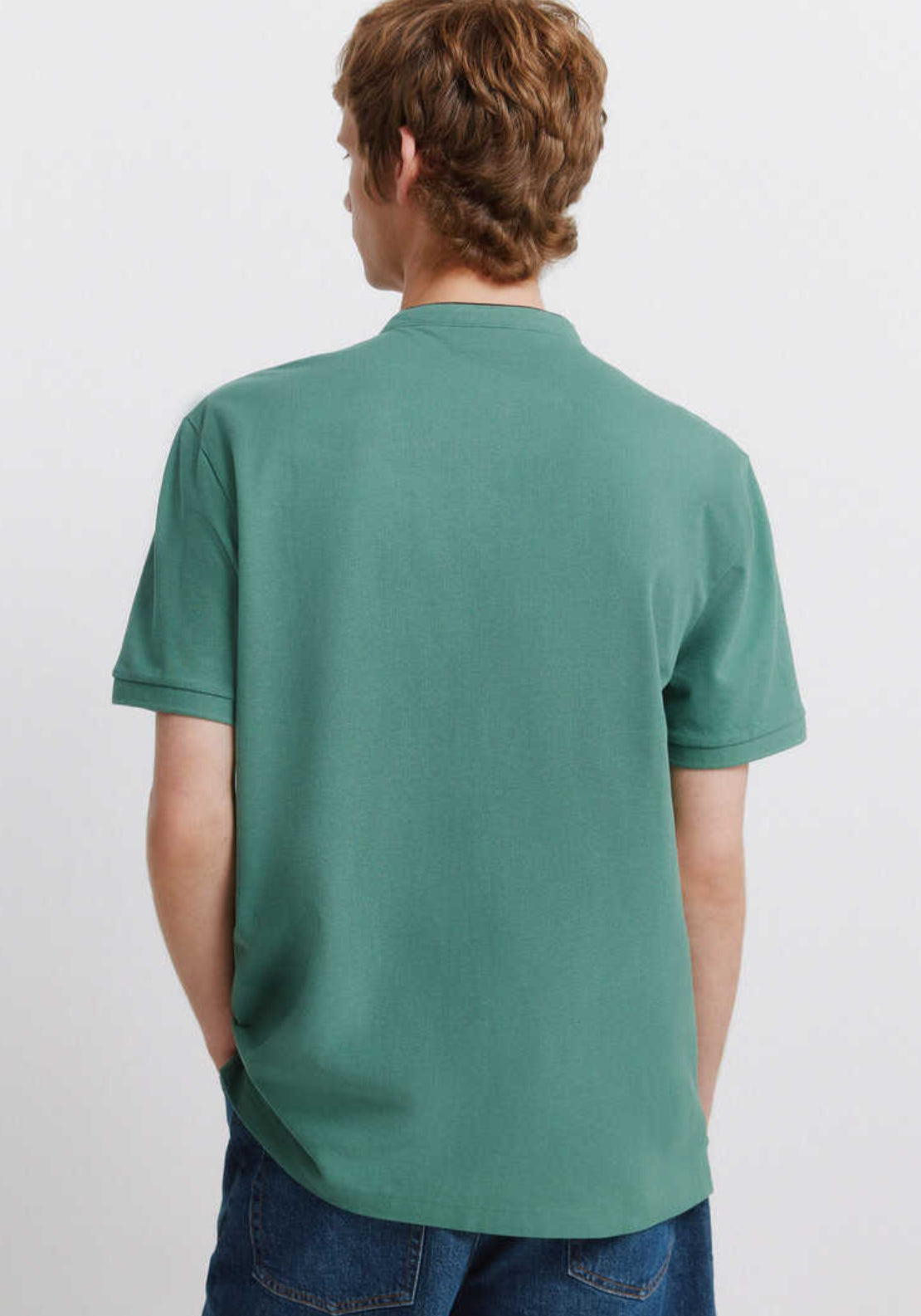 Springfield Pique Henley Polo Shirt - Green 2 Shaws Department Stores