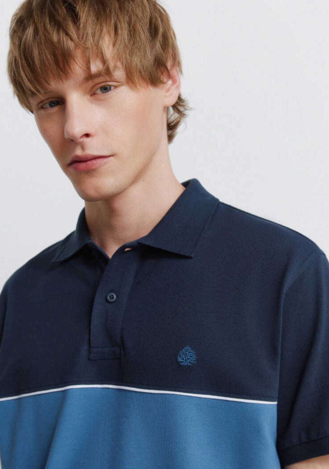 Colour Block Sport Polo Shirt - Blue