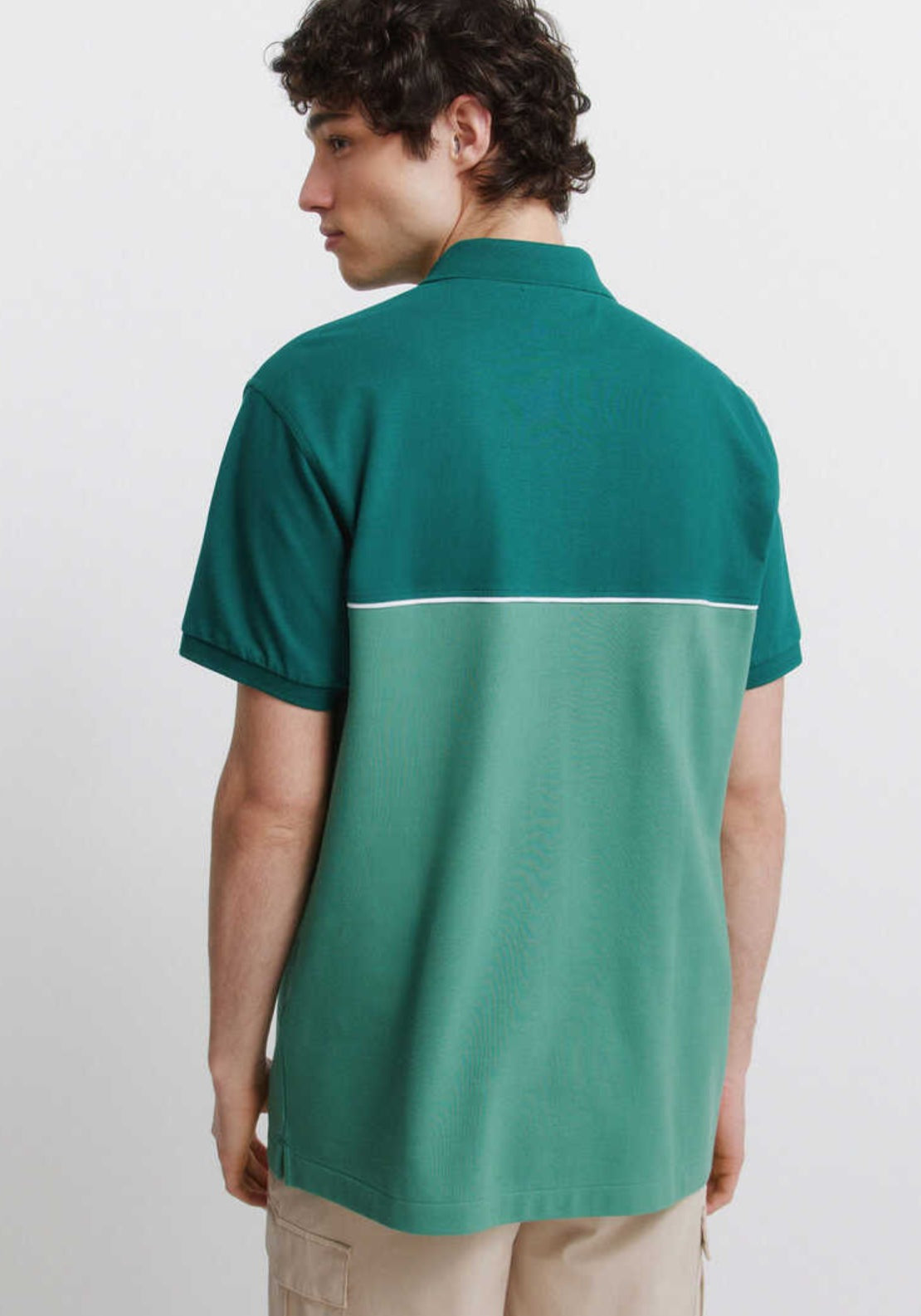Colour Block Sport Polo Shirt - Green