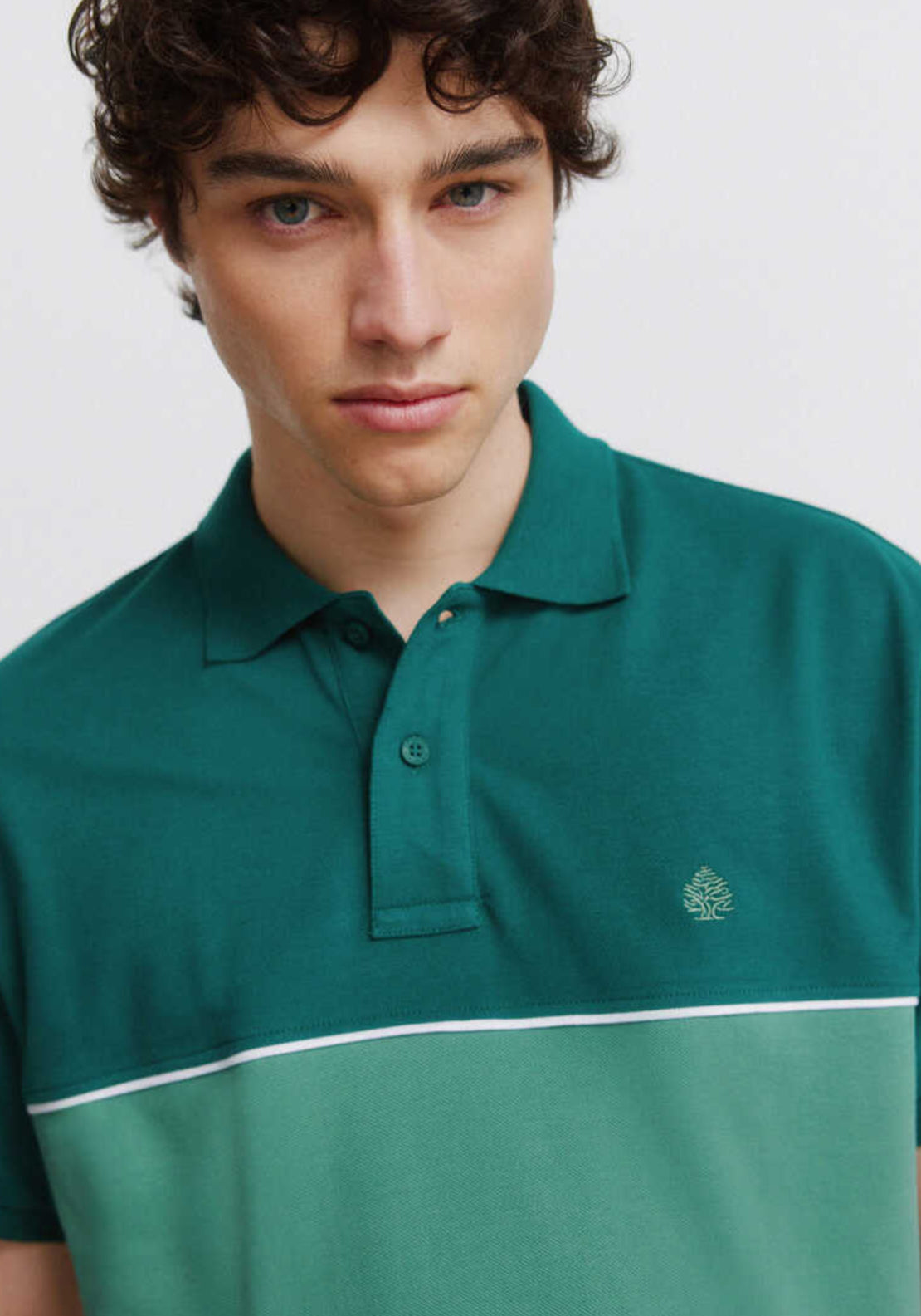 Colour Block Sport Polo Shirt - Green
