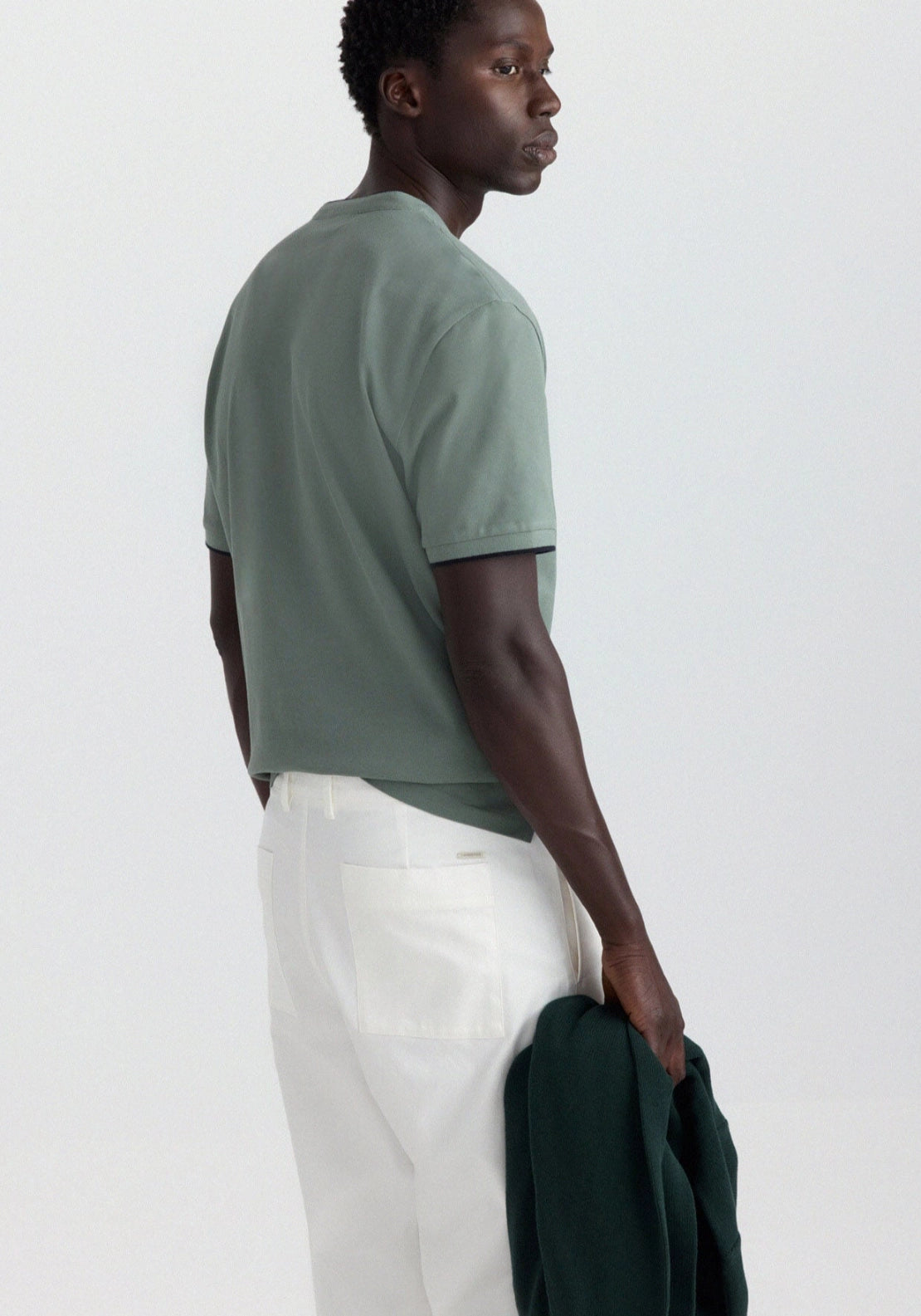 Mao Collar Slim Polo - Green