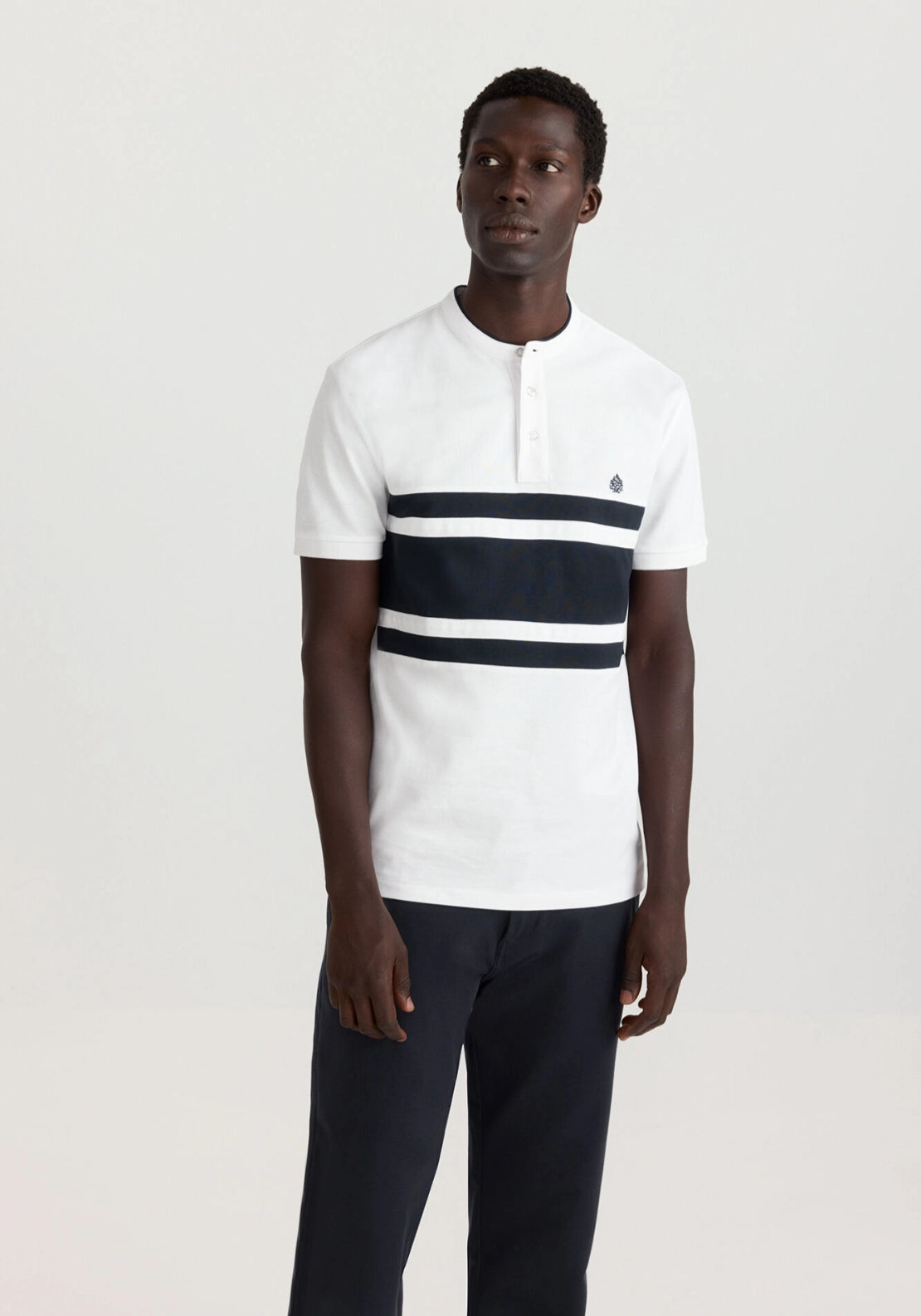 Mao Collar Polo - White