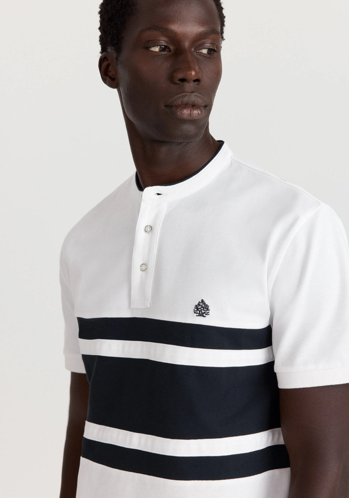 Mao Collar Polo - White