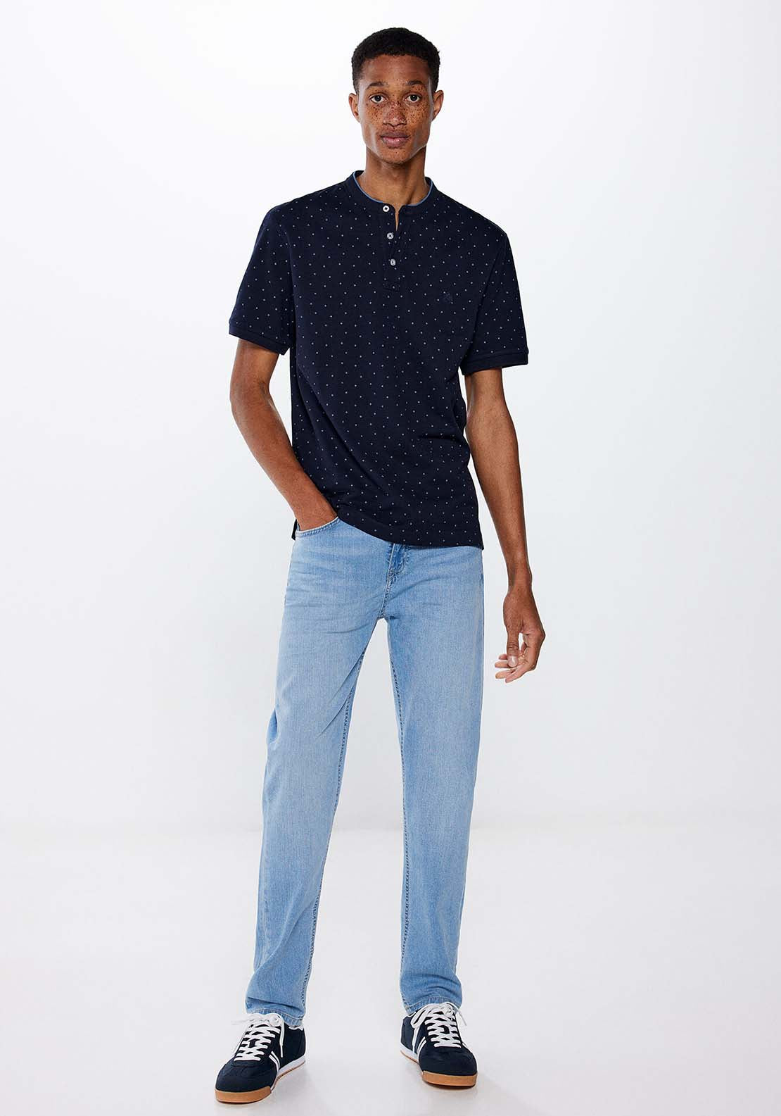 Springfield Slim fit pique polo shirt all over print 4 Shaws Department Stores