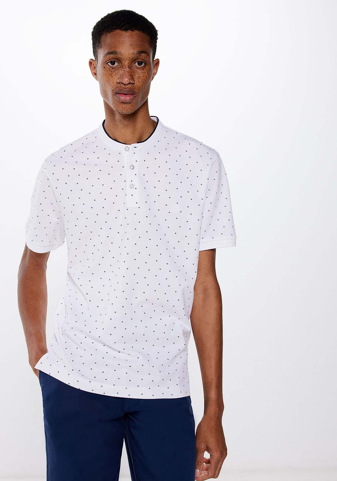 Springfield Slim fit pique polo shirt all over print 4 Shaws Department Stores