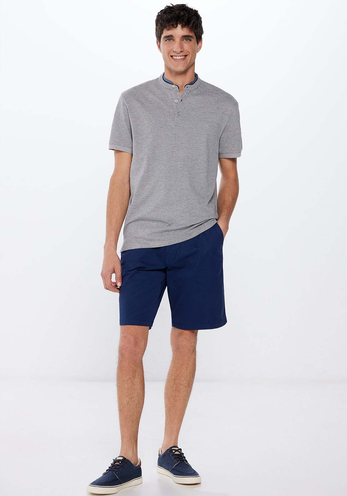 Springfield Short Sleeve Slim Polo - Grey 4 Shaws Department Stores