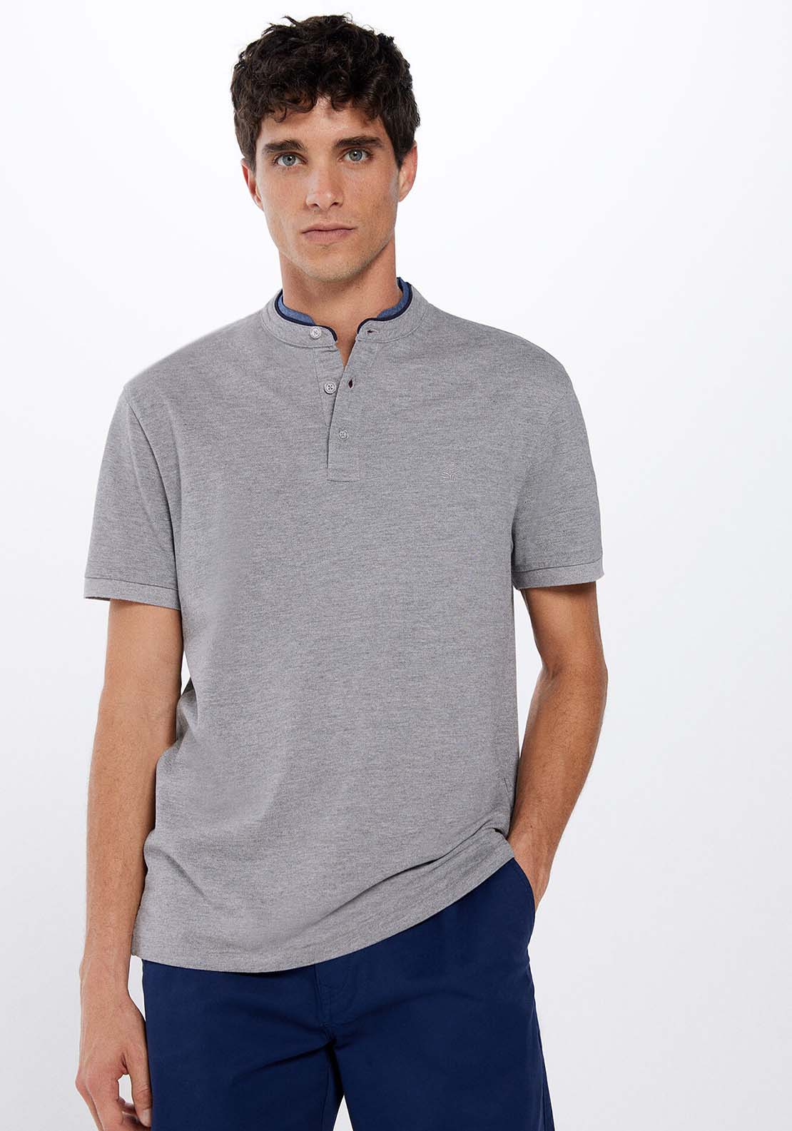 Springfield Short Sleeve Slim Polo - Grey 1 Shaws Department Stores