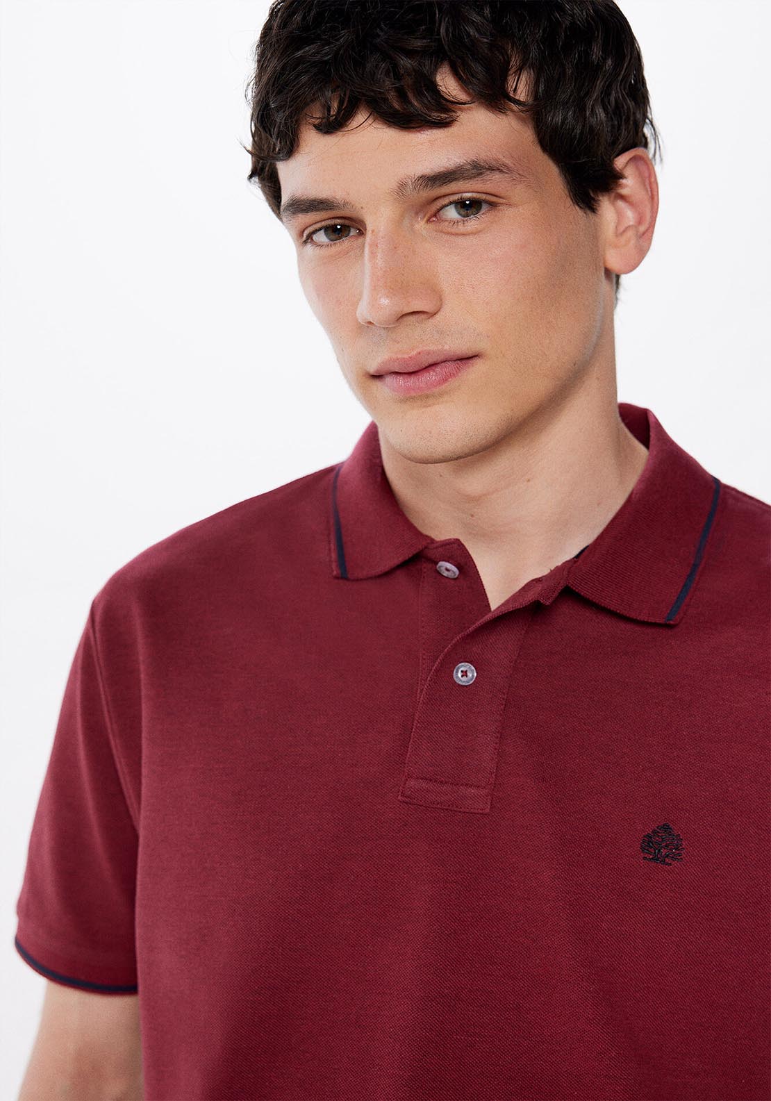 Springfield Two-tone regular fit piqué polo shirt - Red 4 Shaws Department Stores