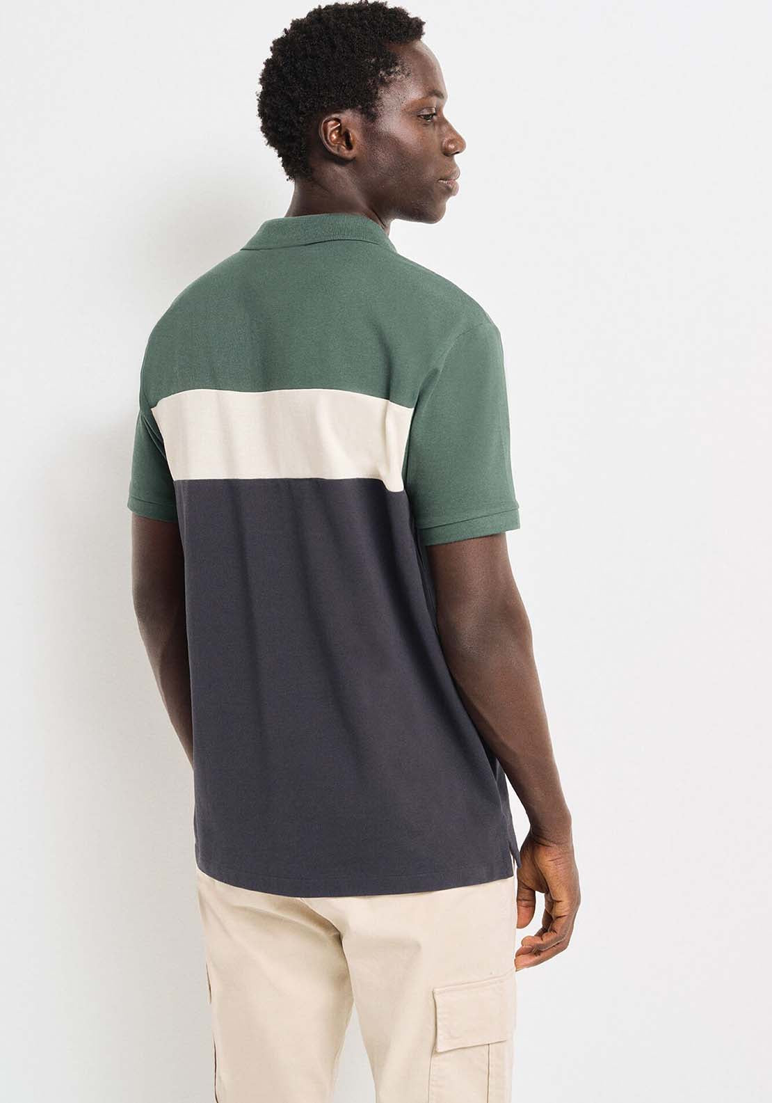 Springfield Regular Fit Color Block Piqué Polo Shirt - Green 2 Shaws Department Stores