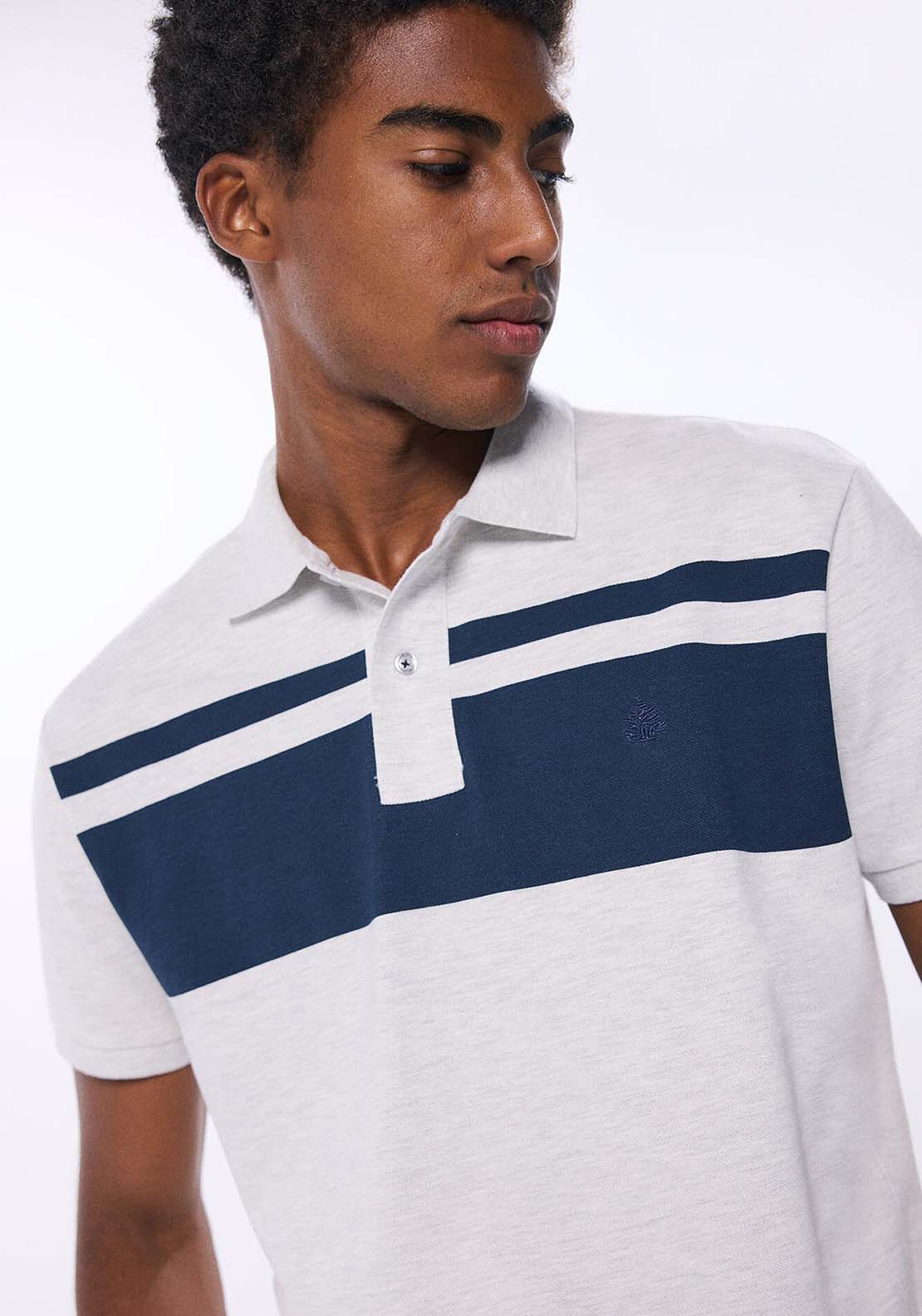 Springfield Regular Fit Color Block Piqué Polo Shirt - Grey / Silver 4 Shaws Department Stores