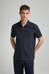 regular fit all-over print piqué polo - Navy