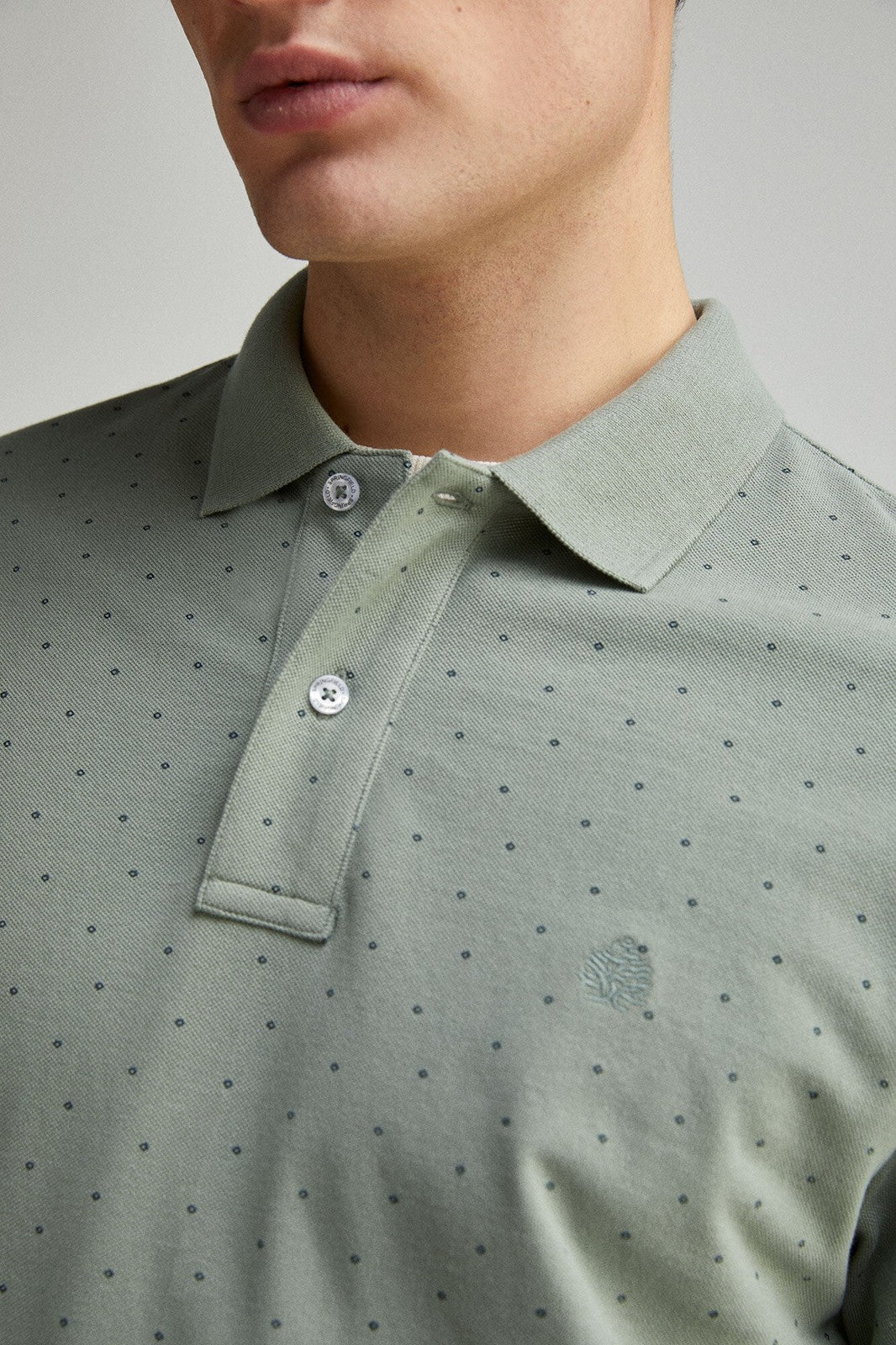 Springfield regular fit all-over print piqué polo - Green 6 Shaws Department Stores