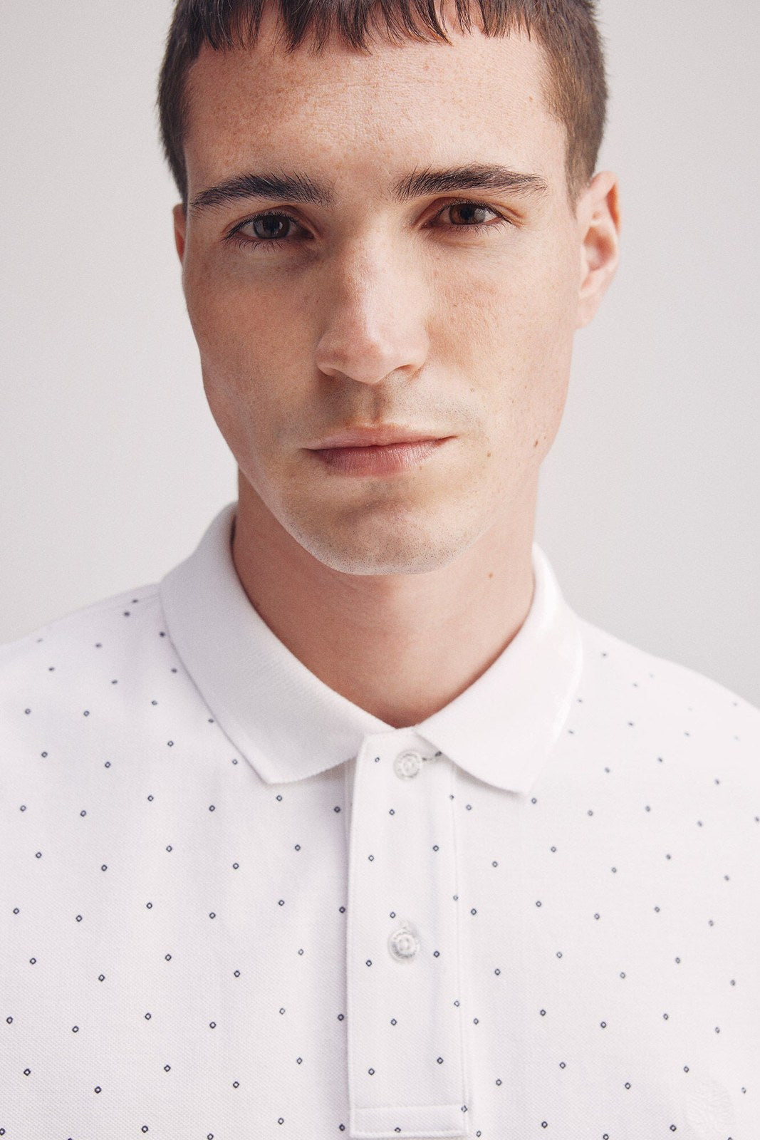 Springfield regular fit all-over print piqué polo - White 7 Shaws Department Stores