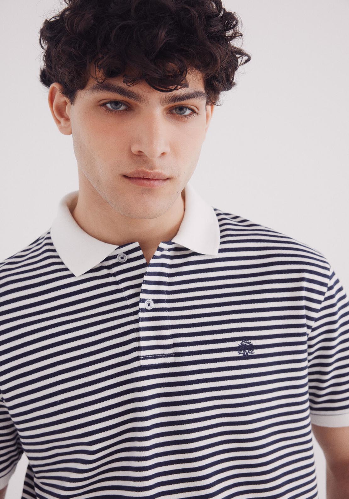 Springfield Basic Striped Regular Fit Piqué Polo - Blue 3 Shaws Department Stores