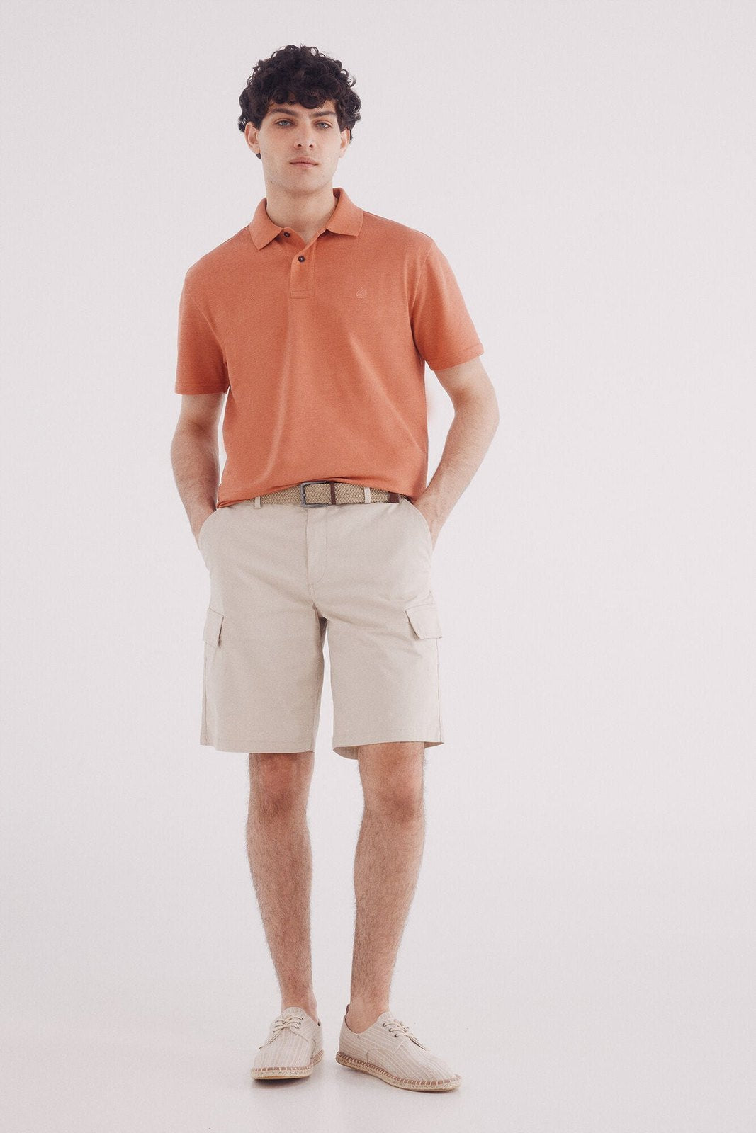 Springfield Regular Fit Fancy Color Piqué Polo - Orange 5 Shaws Department Stores