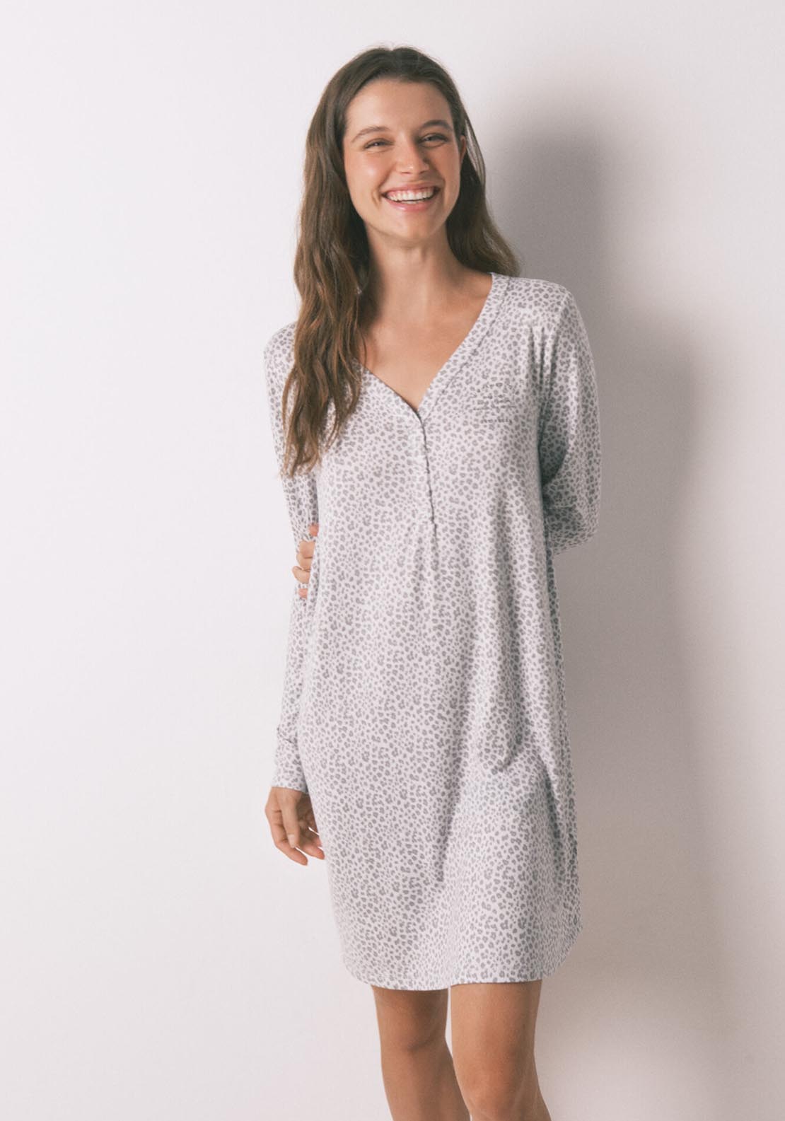 Womensecret Long Sleeves Short Nightdress - White 1 Shaws Department Stores