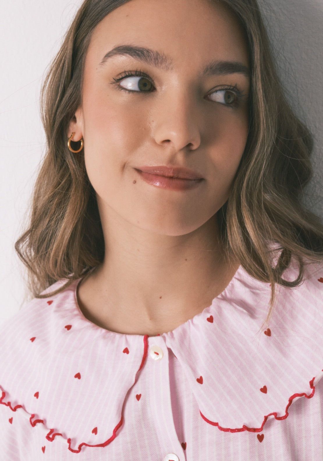 100% Cotton Peter Pan Collar Nightgown - Pink