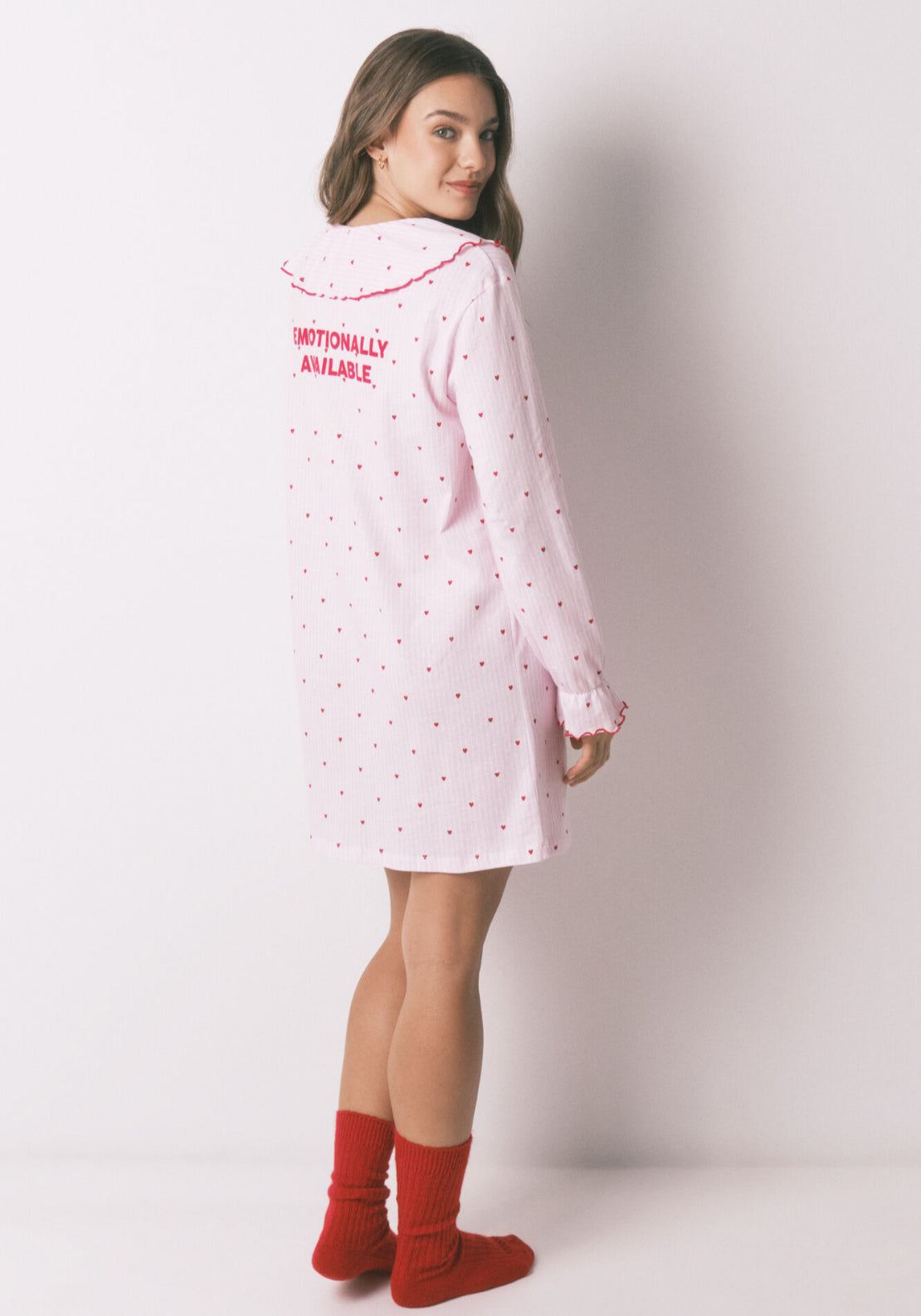 100% Cotton Peter Pan Collar Nightgown - Pink