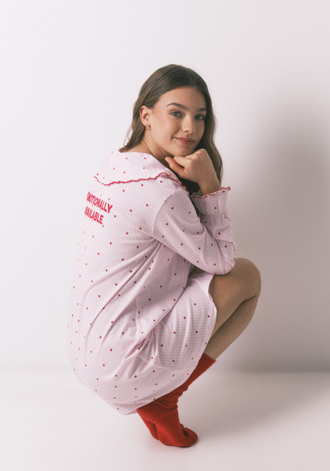 100% Cotton Peter Pan Collar Nightgown - Pink