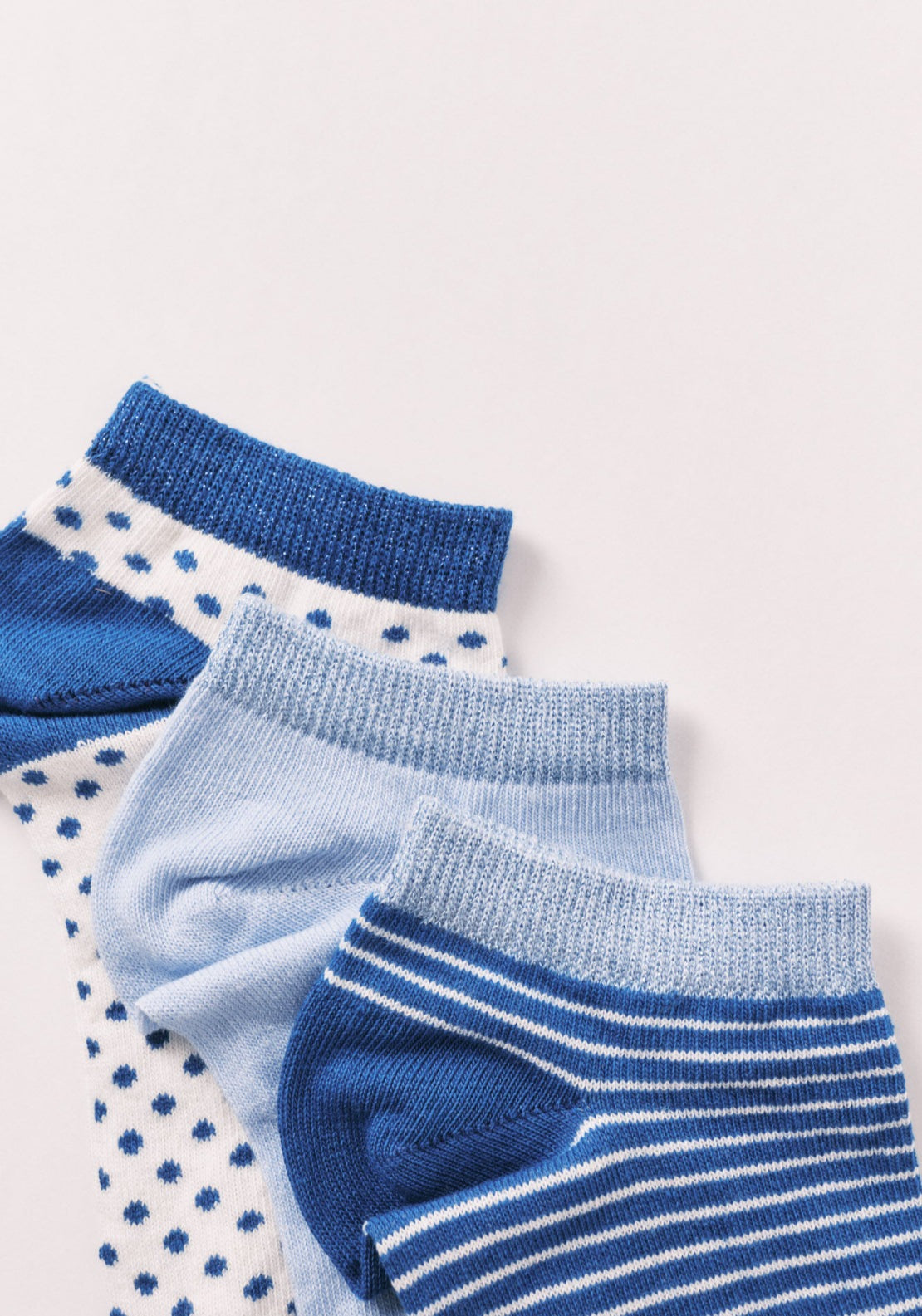 Pack Of 3 Blue Lurex Print Short Socks - Blue
