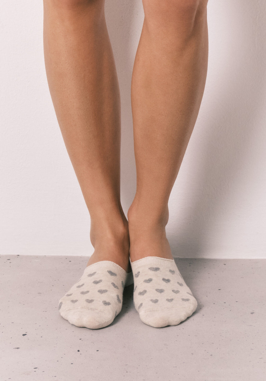 3-Pack No-Show Heart Print Socks - Grey