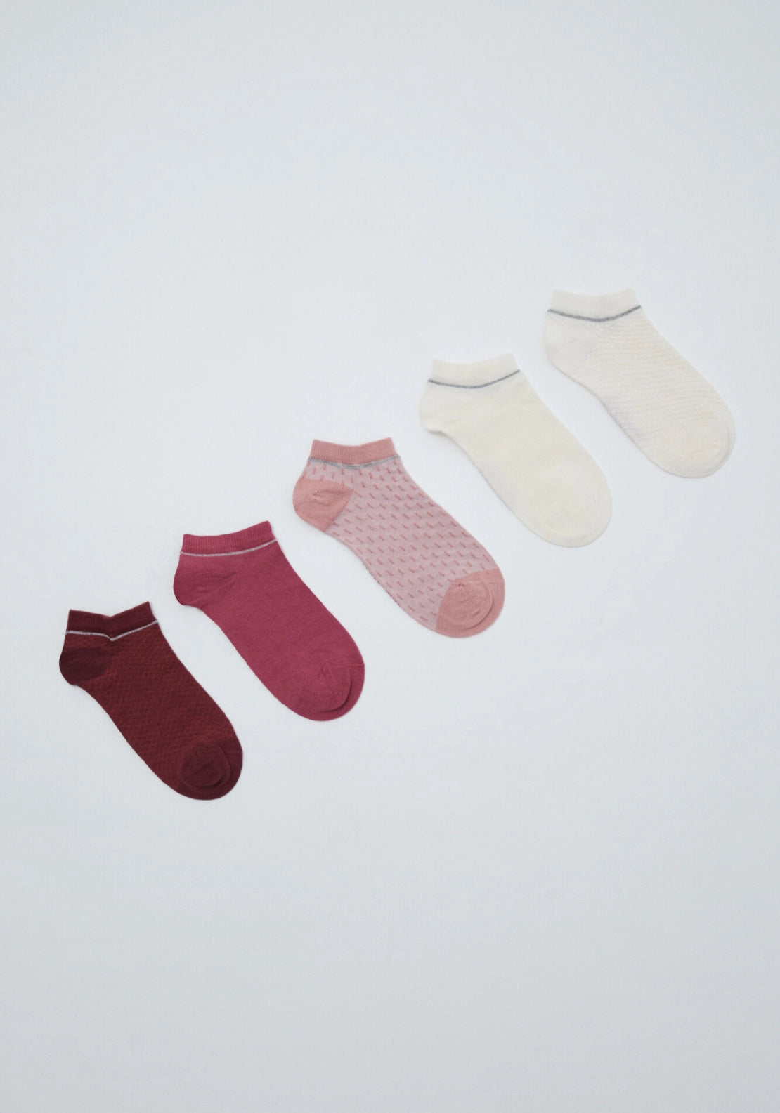 5 Pack Lurex Ankle Socks - Pink