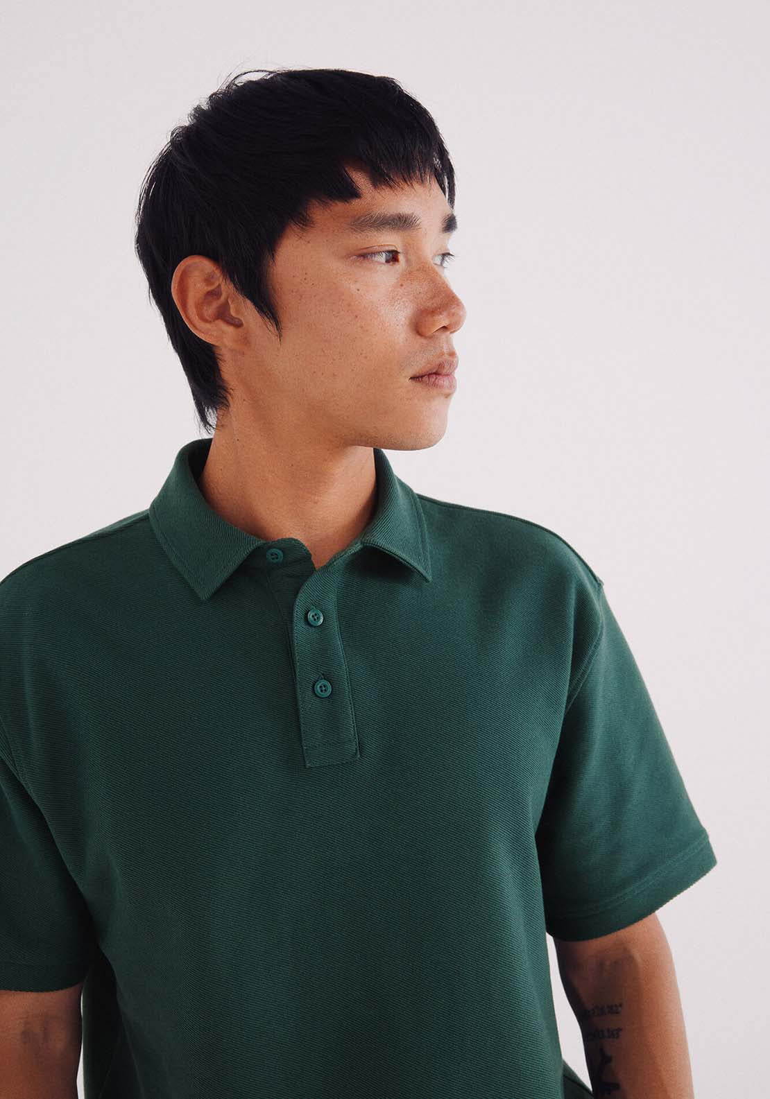 Regular Fit Twill Structured Polo Shirt - Green