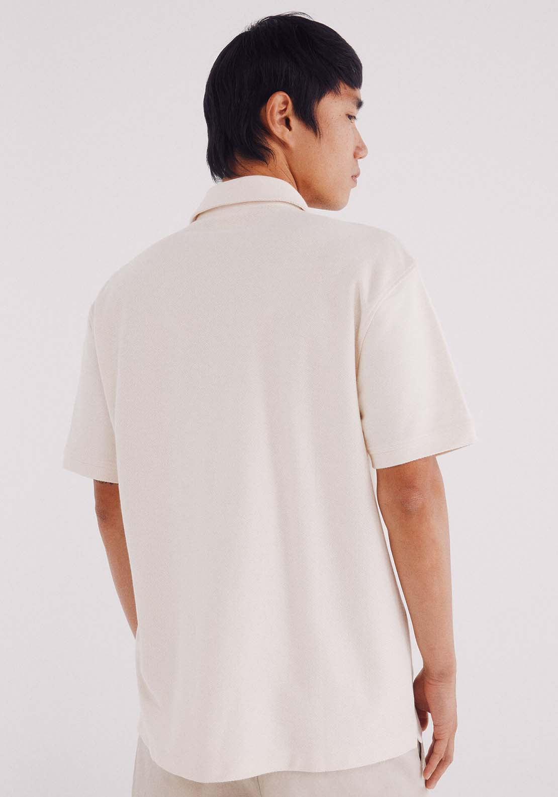 Regular Fit Twill Structured Polo Shirt - White