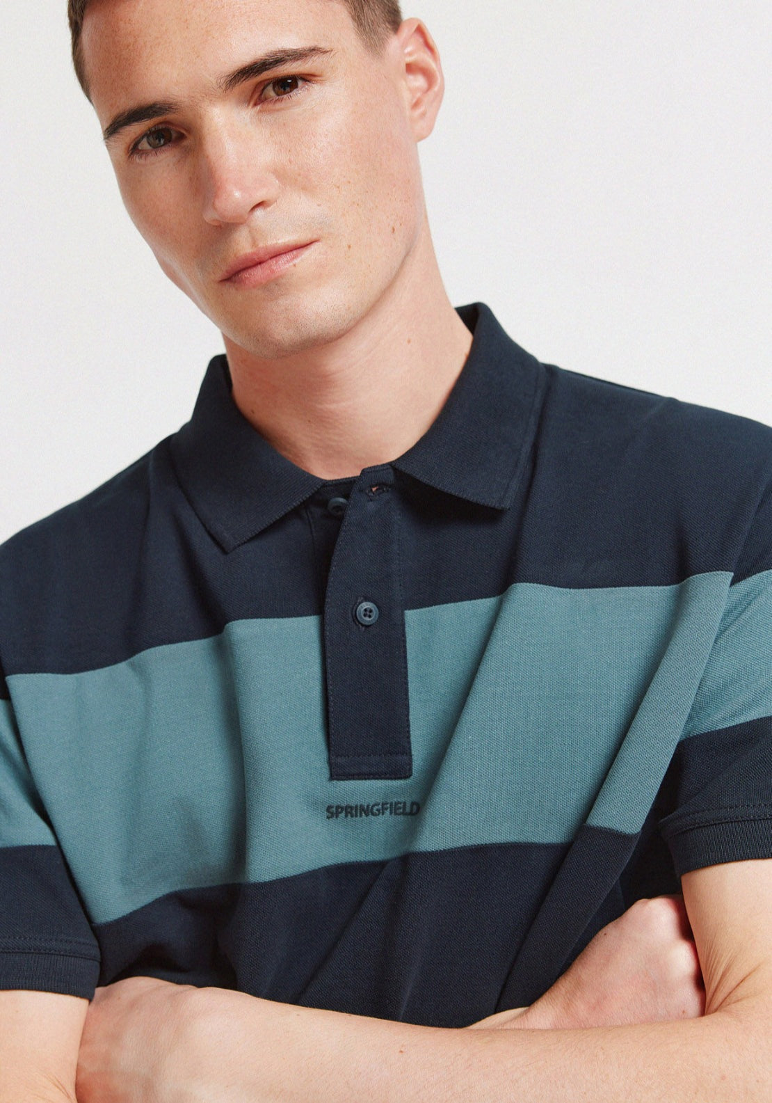 Colour Block Polo Shirt - Blue