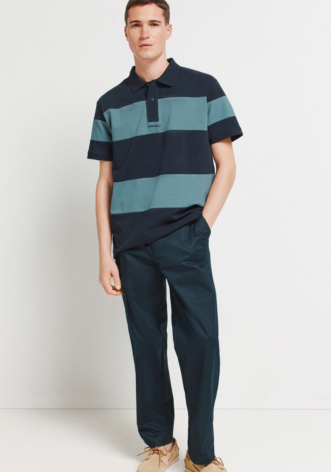 Colour Block Polo Shirt - Blue
