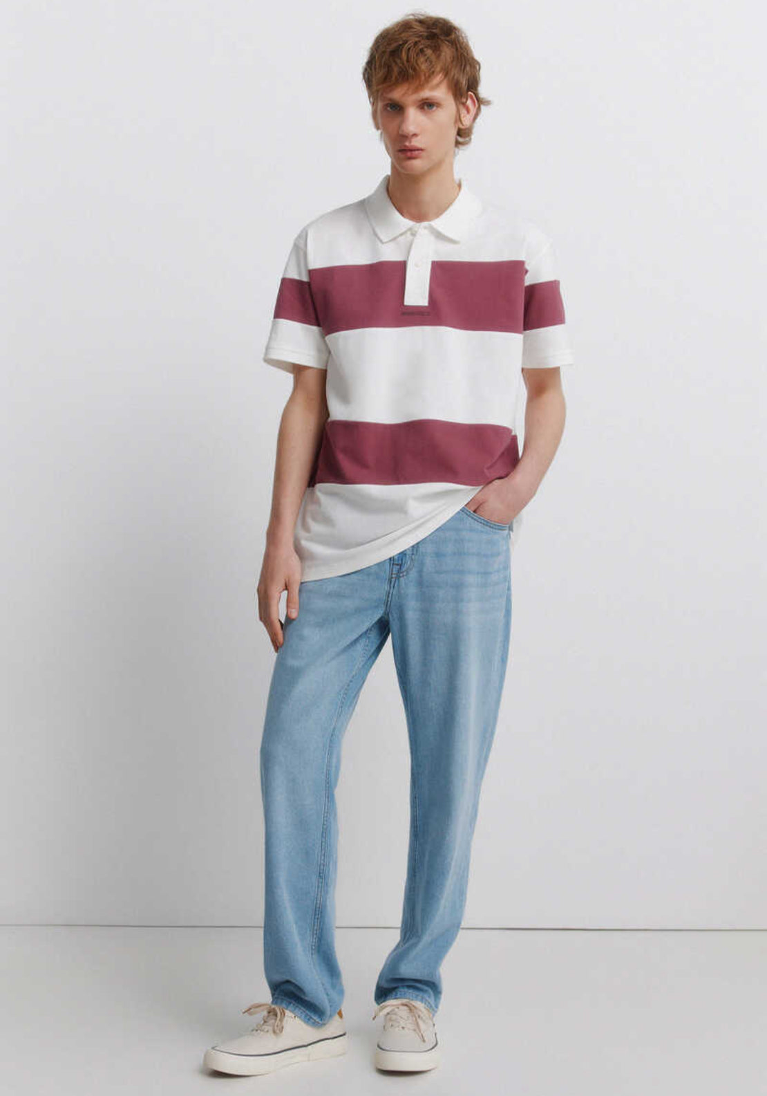 Colour Block Polo Shirt - White