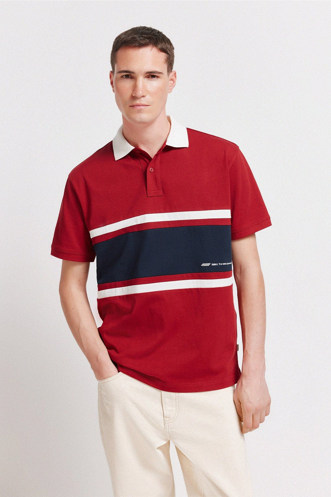 Pique Sport Positional Regular Fit Polo - Red