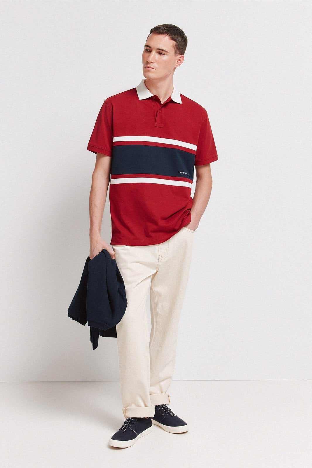 Pique Sport Positional Regular Fit Polo - Red