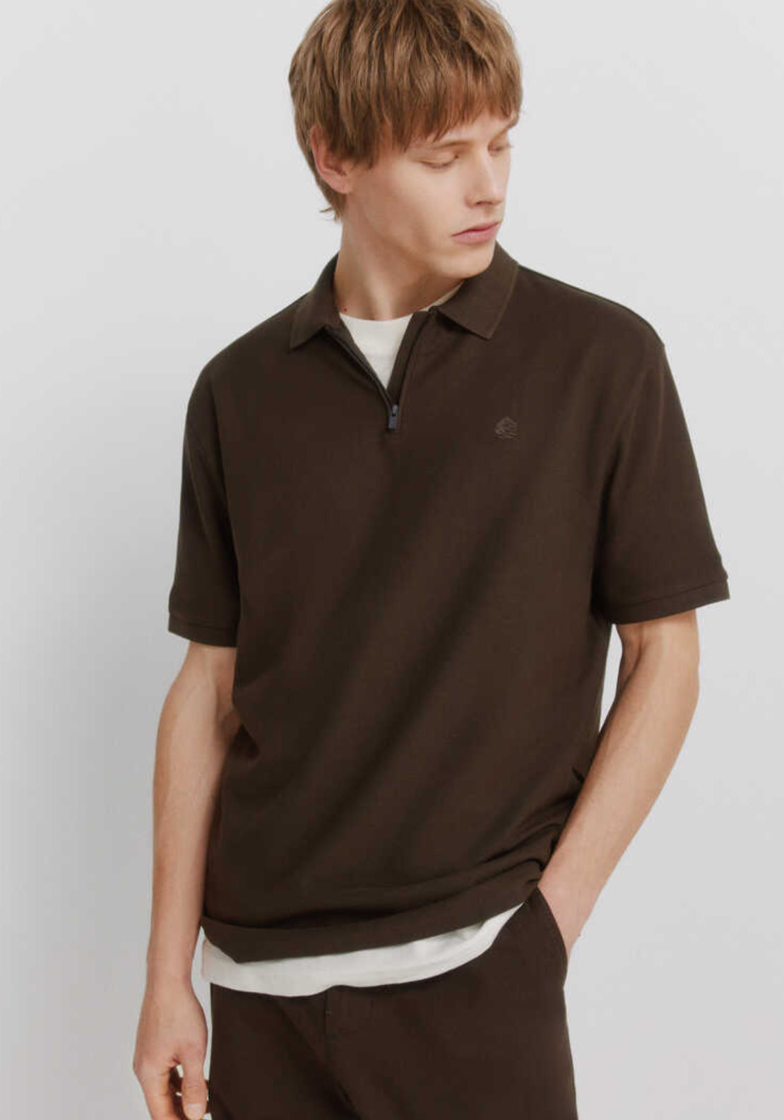 Piqué Zip Regular Fit Polo Shirt - Black