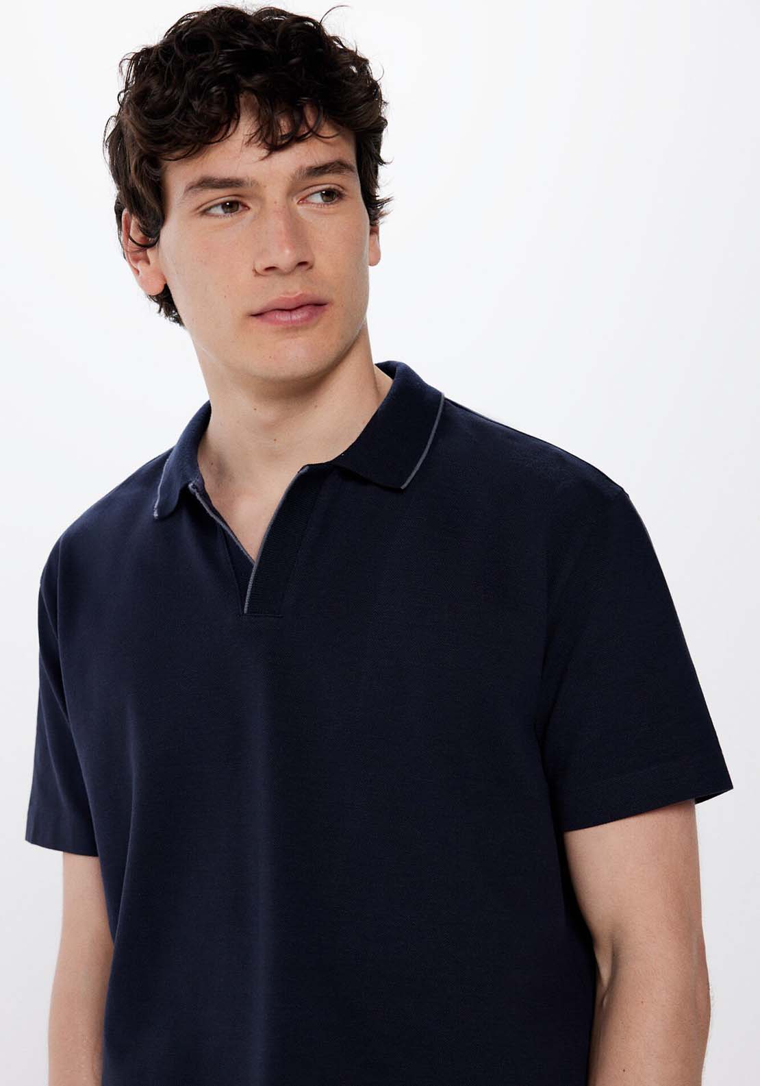 Springfield Knitted Polo - Navy 3 Shaws Department Stores