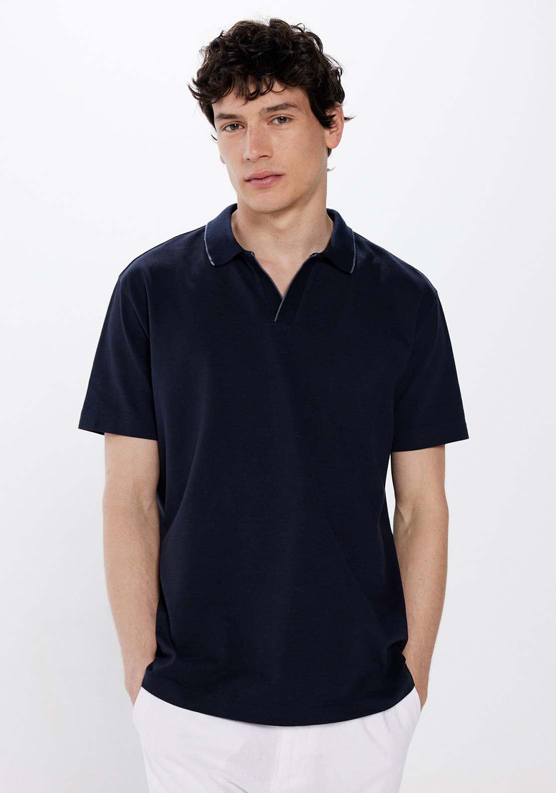 Springfield Knitted Polo - Navy 1 Shaws Department Stores
