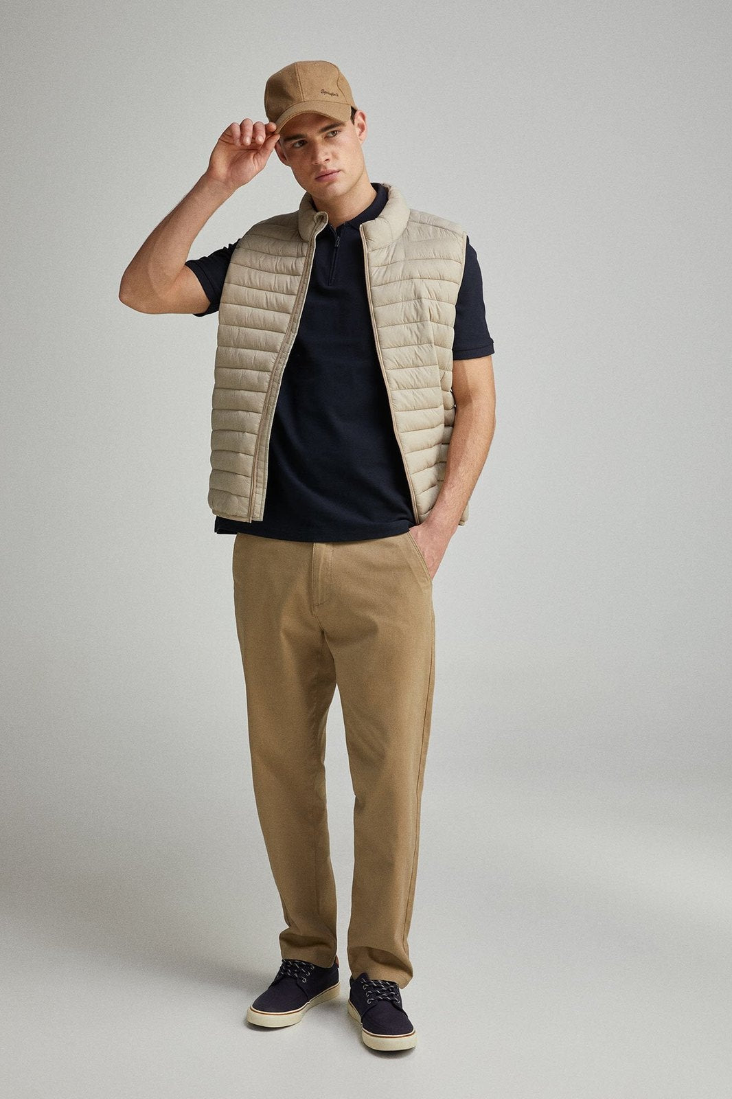 Springfield regular fit zip fastening piqué polo - Navy 6 Shaws Department Stores