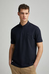 regular fit zip fastening piqué polo - Navy