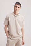 regular fit zip fastening piqué polo - Sand