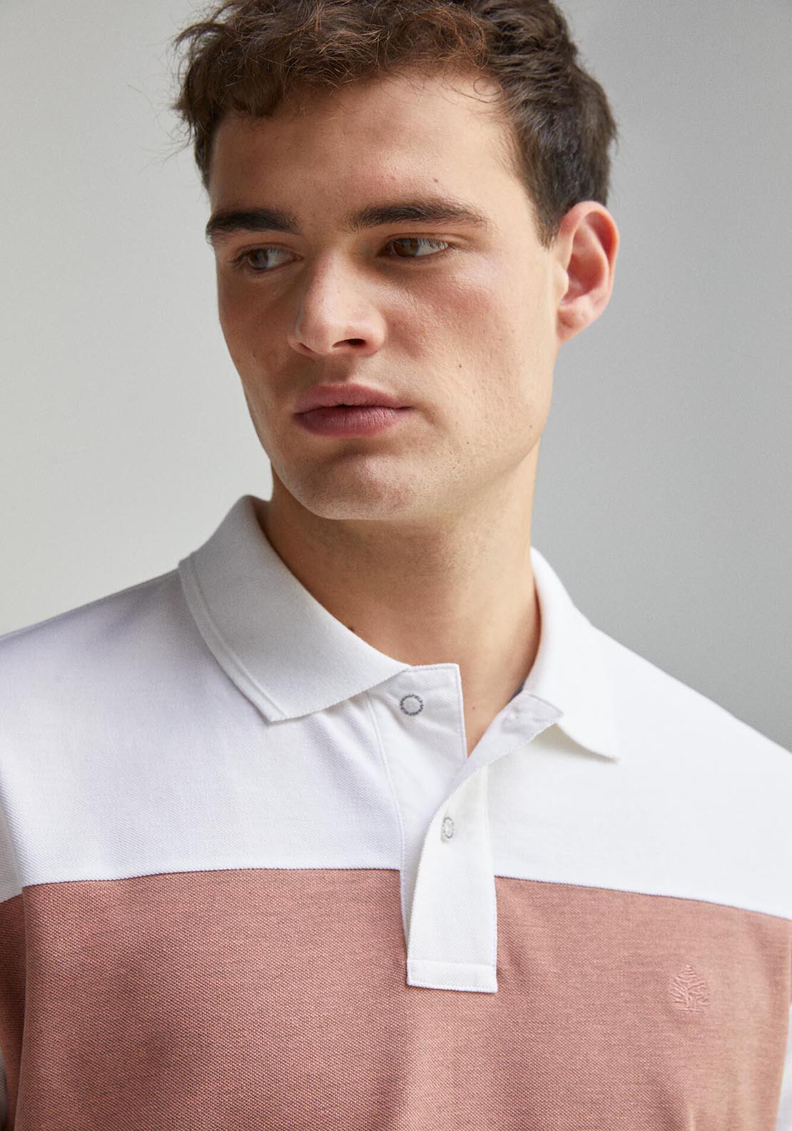 Springfield Regular Fit Color Block Piqué Polo - White 3 Shaws Department Stores