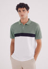 Slim Fit Color Block Piqué Polo - Green