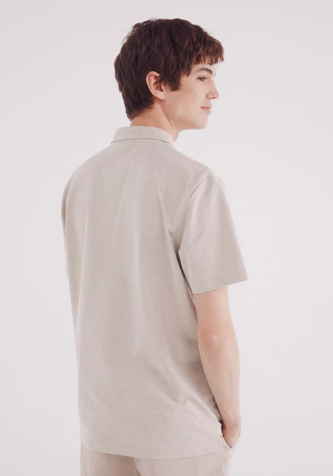 Springfield Regular Fit Two-Tone Structured Piqué Polo Shirt - Beige 2 Shaws Department Stores