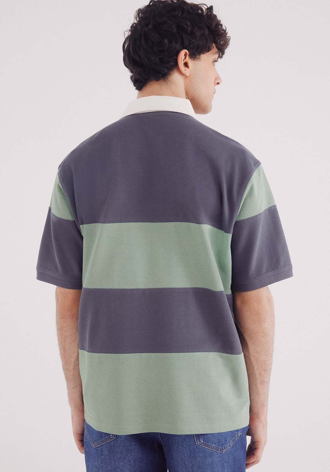 Springfield Boxy Fit Rugby Piqué Polo - Green 2 Shaws Department Stores